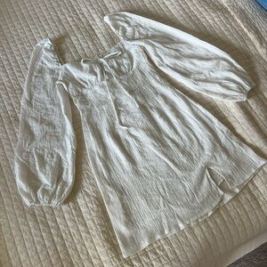 Princess Polly White Linen Mini Dress